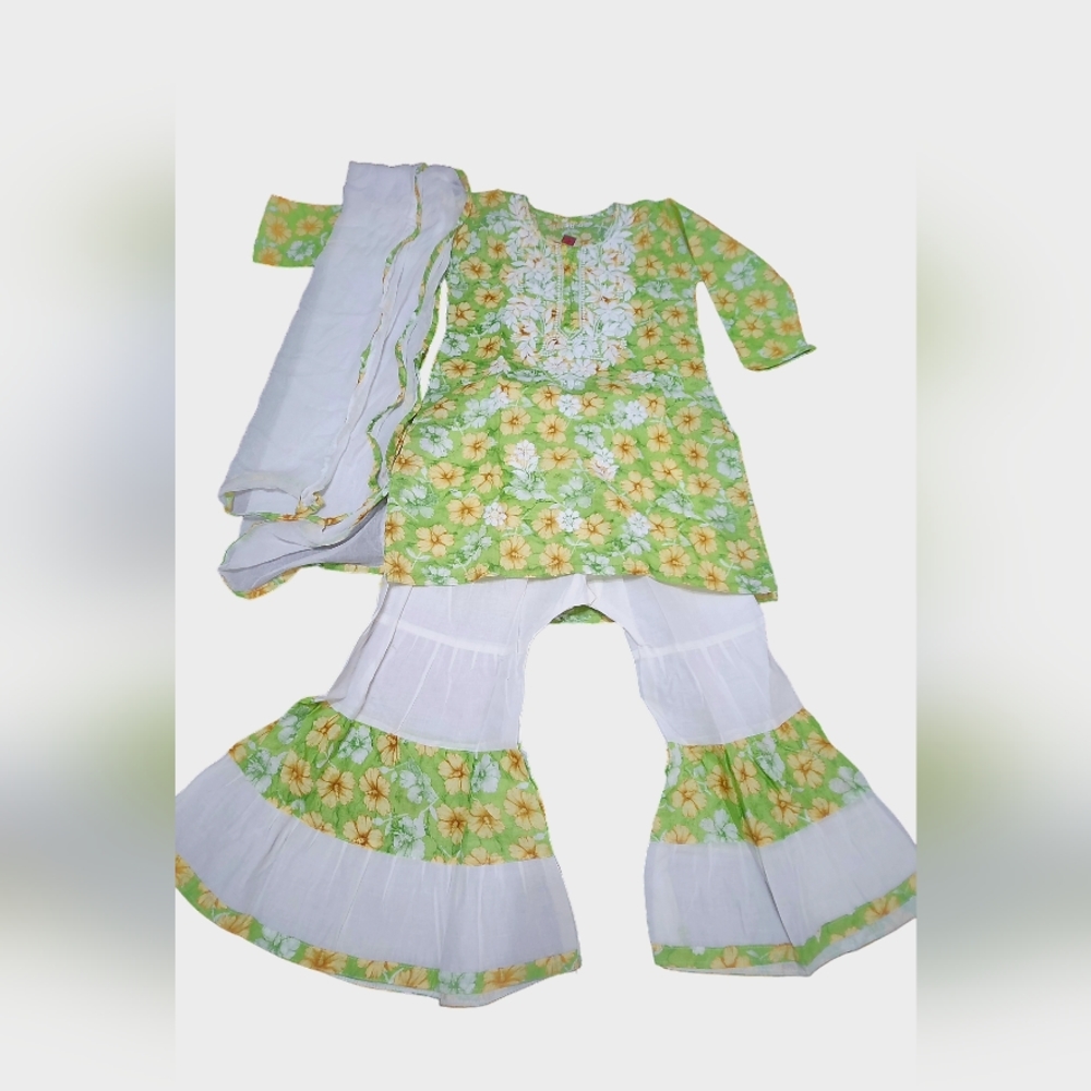 Asta Selections - Hand Embroidered Cotton Salwar & Kurta set with Dupatta